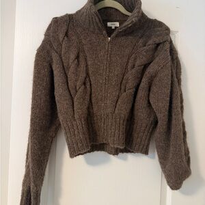 Ozma Chocolate Brown Cropped Alpaca Sweater